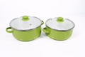 Set de 2 Ollas con Tapas de Cristal – Acero Porcelanizado Resistente y Elegante