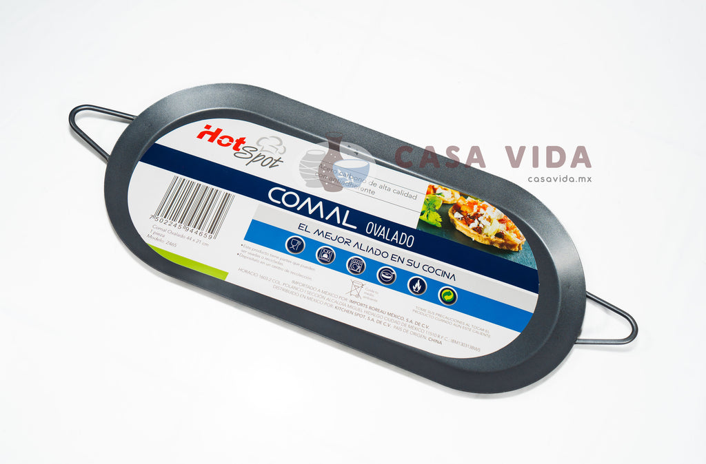 Comal Ovalado 40x21 cm – Antiadherente de Acero al Carbono