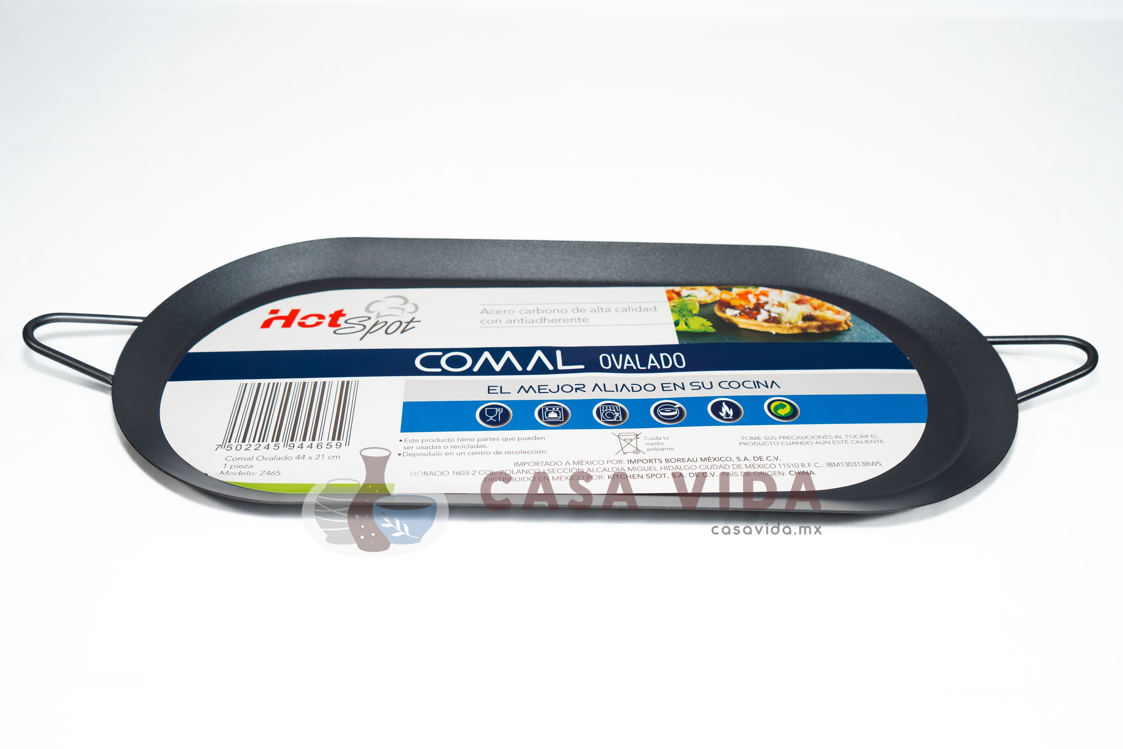 Comal Ovalado 40x21 cm – Antiadherente de Acero al Carbono