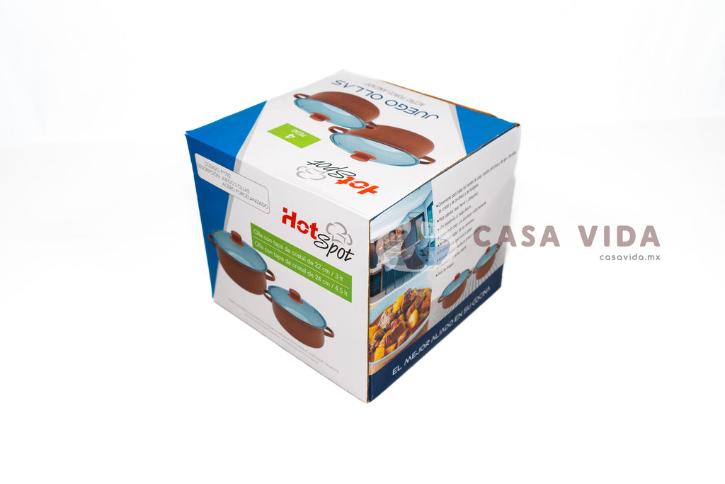 Set de 2 Ollas con Tapas de Cristal – Acero Porcelanizado Resistente y Elegante