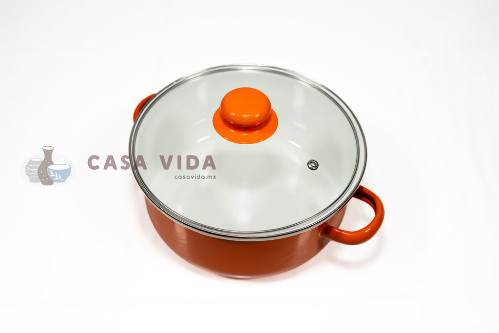Set de 2 Ollas con Tapas de Cristal – Acero Porcelanizado Resistente y Elegante