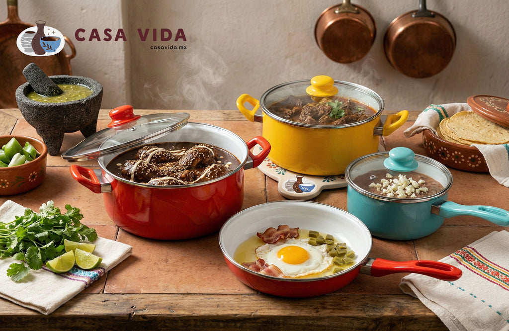 Set de Cocina de Peltre Porcelanizado 7pz – Resistente, Elegante y Hecho para Durar